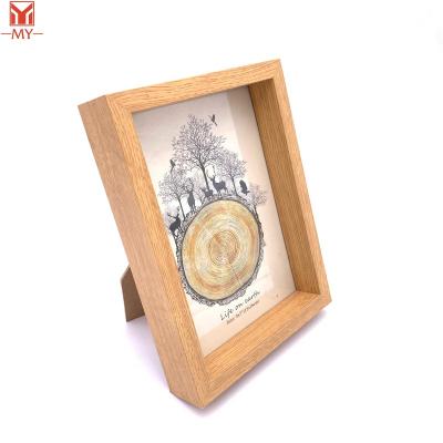 China Simplicity Hot Sale Cheap Price MDF Photo Frame High Quality Walnut Grain Deepen Photo Frame for sale