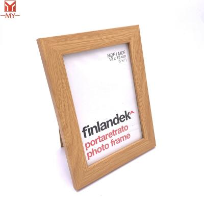 China Custom Made Hot Cheap Wood Grain Color Log Picture Frame MDF Price Simplicity Wide Edge Photo Frame for sale