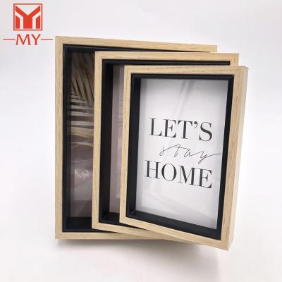 China Environmental Friendly Wood Grain Picture Frame Photo Frame Glass MDF Set Wholesale for sale