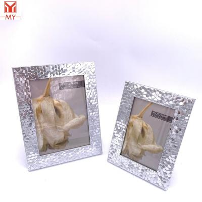 China Environmental friendly hot sale classic design picture frame bright convex embossed plastic picture frame PS photo view - faced large hexagonal concave - for sale