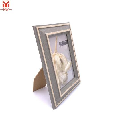 China Wholesale Plastic Simplicity Picosecond Picture Frame Gray Wood Grain Narrow Line Border Photo Frame for Home Office and Hotel Decoration for sale