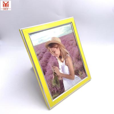 China Factory Price Custom Simplicity PVC 8x10 Inches Photo Frame Silver Edged Yellow Picture Frame for sale