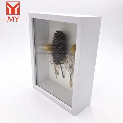 China Environmental Friendly Wooden Color White Shade Box Frames With Glass Display Frame Box Gifts And Crafts for sale