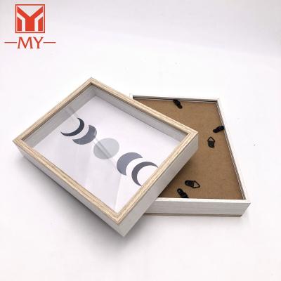 China Environmentally Friendly Wood Color Screen Frame Box Vintage Frame Photo Display White Shadow Box for sale