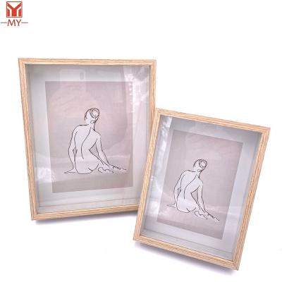 China High Quality Custom Made Simplicity 3D Diy Deep Rectangular Wooden Shadow Box Photo Frames MDF Art Shadow Box Photo Frame With Glass for sale