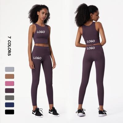 China 2022 wholesales lulu breathable women breathable gymwear set high workout women s two piece leggings sports wear waist yoga set 2 pieces for sale