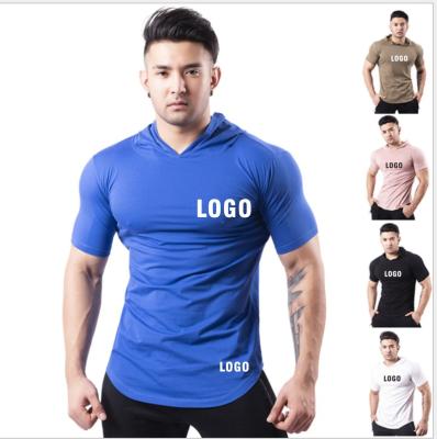 China 2021 custom logo QUICK DRY Anti-wrinkle 100 cotton plus size simple hooded oversized sport and size gym basketball T-shirt for men for sale