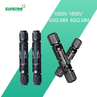 China Waterproof solar PV system smc4 plug solar connector 4mm 6mm 10mm DC 2-1 3-1 4-1 1000v connector for sale