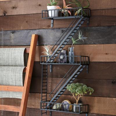 China Sustainable Iron Fire Escape Shelf Basket And Rack Decorate Home Metal Room for sale