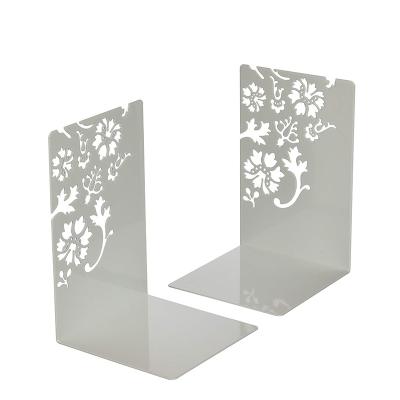 China Simple Collection L-type Shelf Office Student Book Holder Iron Cut Metal Laser Desktop Bookends for sale