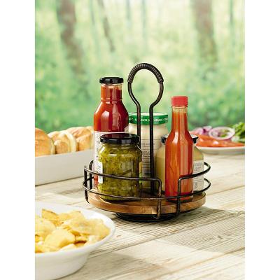 China Kitchen Iron Kitchen Decoration Shelf Condiment Storage Basket Dining Table Bottle Storage Rack for sale