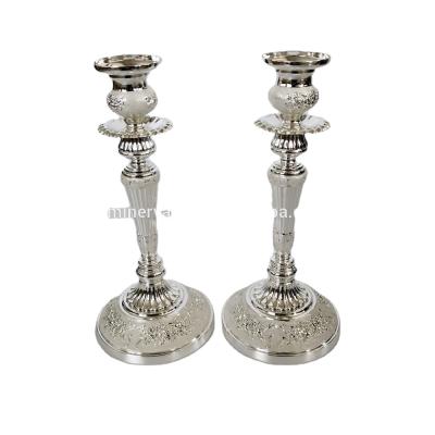 China Europe Wedding Silver And White Polyester Resin Candlestick For Household Candle for sale