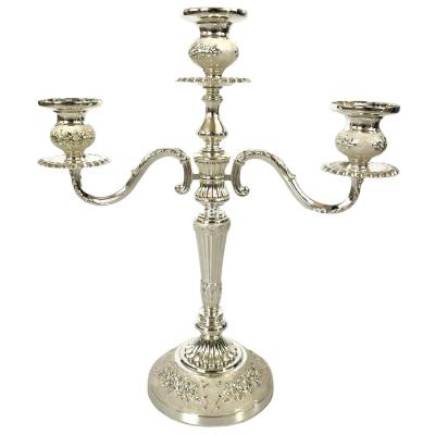 China Europe Wedding Candelabra 3 Branch Headed Tall Candle Holder Silver And White Color for sale