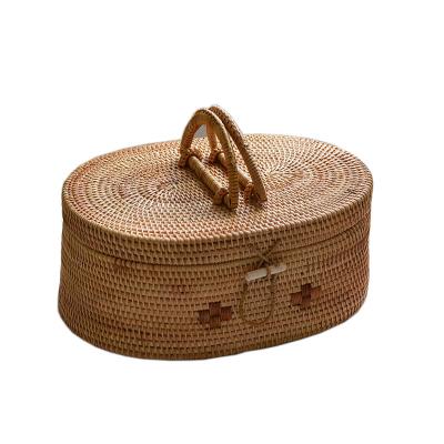 China Autumn Rattan Weaving Desktop Decorations natural southwestern organize storage basket for sale