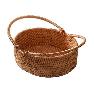 China The Southwest Sale Office Special Rattan Woven Storage Basket For Fruit Snacks Bread Sundries for sale