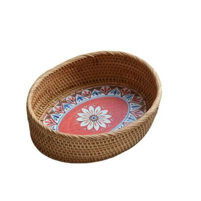 China Home Office Casual Rattan Woven Baskets Handmade Organization Storage Containers Storage for sale