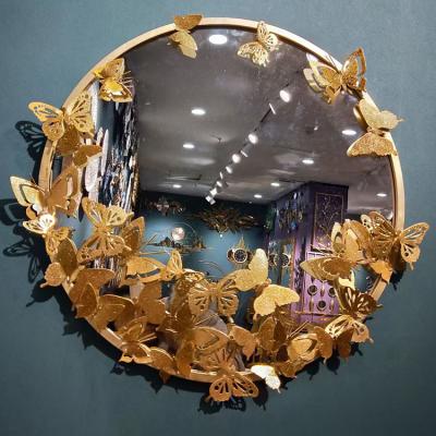 China Large Metal Modern Home Decor Butterfly Wall Mirror For Living Room Decoration for sale