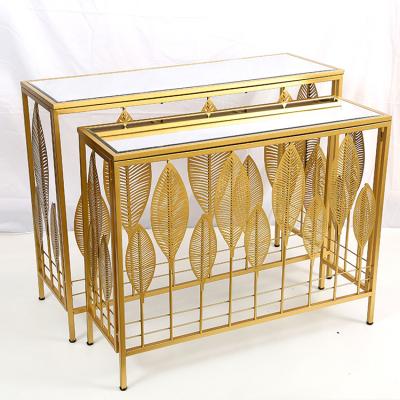 China Nordic minimalist custom brass glass bed metal base side table minimalist tea for sale