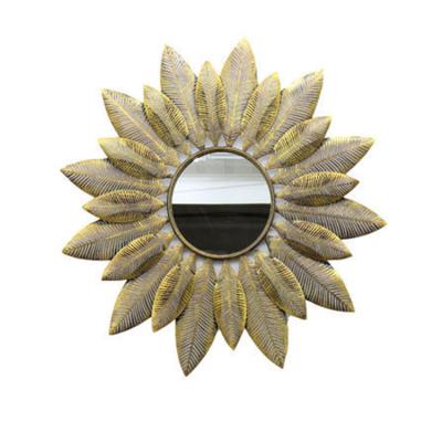 China China Gold Iron Tray Large Metal Sun Flowers Sheet Wall Vintage Home Decoration Mirror for sale