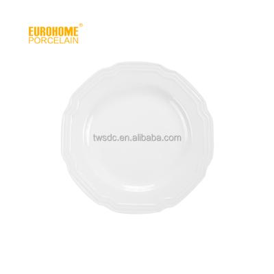 China Viable White Porcelain Wedding Tableware Hotel Porcelain Restaurant Factory Factory Eurohome Flat Dish for sale