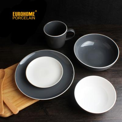 China Viable Custom Made Black Colored Bone China Tableware Ceramic Tableware Set Home Hotel Restaurant Home Restaurant Porcelain Dinnerware Set for sale