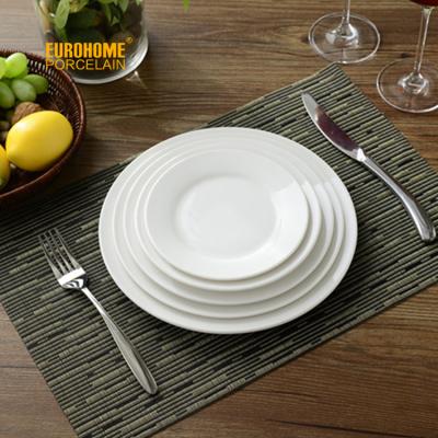 China Hotel Restaurant Custom White Porcelain Sustainable Wholesale Wedding Ceramic Dinner Plate for sale