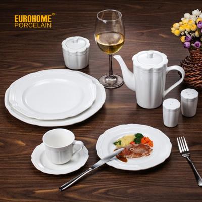 China Sustainable Wholesale Hotel Restaurant Lobby Banquet Use White Porcelain Tableware for sale