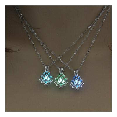 China Religious Lotus shaped party alloy men and women girl light up halloween pendant necklace/halloween jewelry charms for sale