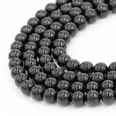 China Fashion Wholesale High Quality 8mm 10mm Natural Stone Black Onyx Gemstones Round Loose Beads For Jewelry Making for sale