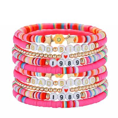 China CLASSIC Friendship Girls clay bead bracelet /gifts letter charms for bracelets beaded bracelets/multicolor soft clay bracelet for sale