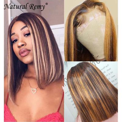 China Other 100% Natural Wave Frontal Human Hair Water Color 13x4 Lace Wig Part 13x4x1T Short P4/27# Remy Human Hair for sale