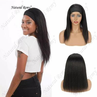 China Other heand wigs natural wave 100%virgin remy hair Yaki headband wigs straight wave 100% virgin hair for sale