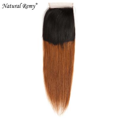 China 100% Brazilian Straight Human Hair 4x4 5x5 6x6 Ombre Two Tone Scalp Hd Lace Closure 1B 30# 4x4 Lace Closure 1B 30# for sale