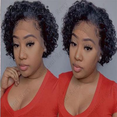 China Water Wave 13x1 Lace Wig Pixie Cut Curly Hair Wig 100% Natural Color for sale