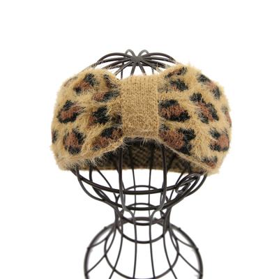 China 50%P 50%N Manufacturer Wholesale Custom Fashion Knit Leopard Winter Headband for sale