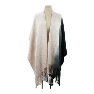 China 100%acrylic Latest Designer Acrylic Ladies Thick Shawl Poncho Long Blanket for sale