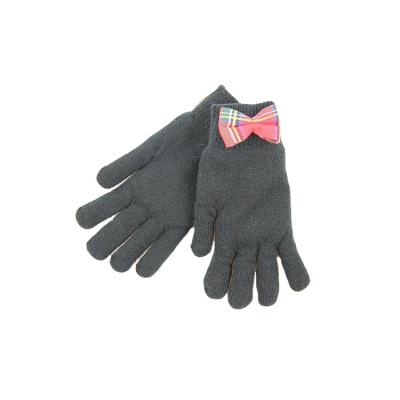 China Simple beautiful women's winter knitted hand gloves with pink plaid bow for sale