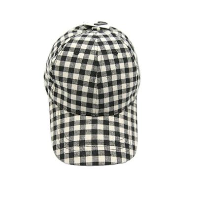 China COMMON Ladies Plaid Gingham Black and White Baseball Hat for sale