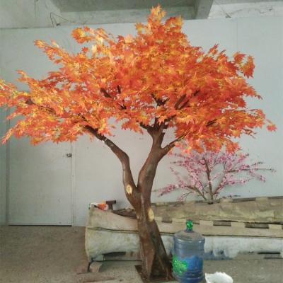 China Large Minimalist Decorative Plastic Maple Tree Artificial Orange Maple Tree Plants for sale