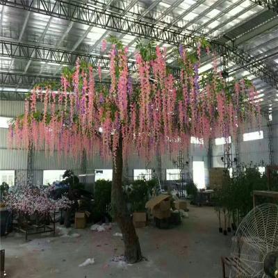 China Minimalist Artificial Wisteria Flower Tree High Fake Trees Hanging Wisteria Tree for sale