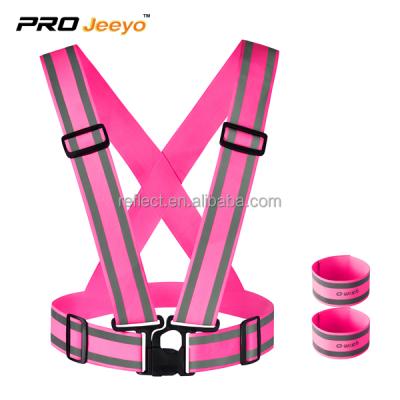 China 120 Gsm Pink Children's High Quality Reflective Safety Night Running Vest With EN1150 Approved for sale