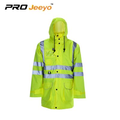 China 2016 Polyester Long/Polyester PVC Safety Blue Reflective Raincoat for sale