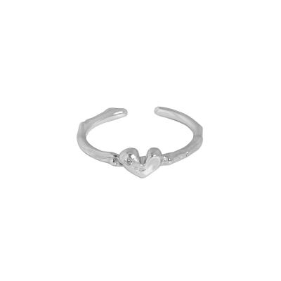 China Wholesale Minimalist Romantic 925 Sterling Silver Accessories Women Heart Adjustable Rings Wedding Rings Fashionable For Woman for sale