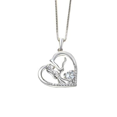 China Hot Selling FASHIONABLE Horse 925 Sterling Silver Love Heart Pendant Necklace For Women 18k White Gold Plated Animal Jewelry for sale