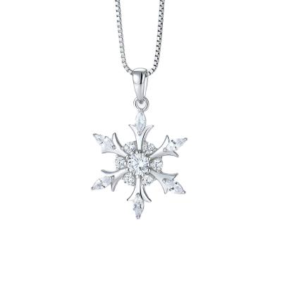 China Romantic Hot Sale S925 Sterling Silver Winter Snowflake Pendant Necklace Jewelry For Women Girls Christmas Gift for sale