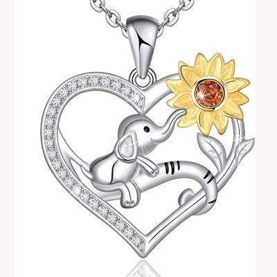 China Wholesale S925 Sterling Silver Lucky Elephants Bunny Heart Necklace Anniversary Romantic Jewelry For Best Friend Mom Daughter Wife for sale