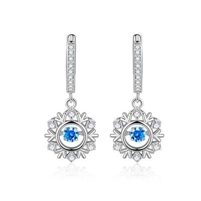 China TRENDY 925 Sterling Silver White /Blue CZ snowflake earrings drop and dangle earrings for sale