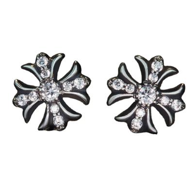 China Unisex CHROM Hearts Silver/Gold Zircon Stud Earrings in Real 925 Sterling Silver for Women and Men for sale