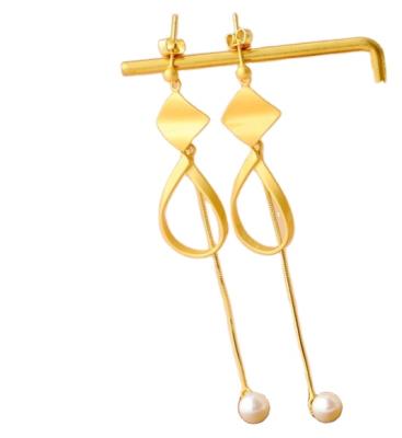 China TRENDY Geometric Pearl Earrings Silver 925 Dangle Drop Earrings Women Fashion Jewelry for sale