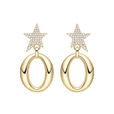 China TRENDY Binary Star 925 Sterling Silver Circle Drop Earrings for Women Girls for sale